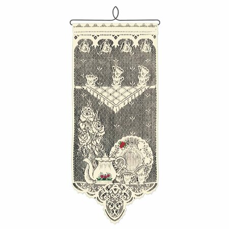 HERITAGE LACE Tea Time Wall Hanging Pattern with Roses, Ecru WH05E-R
